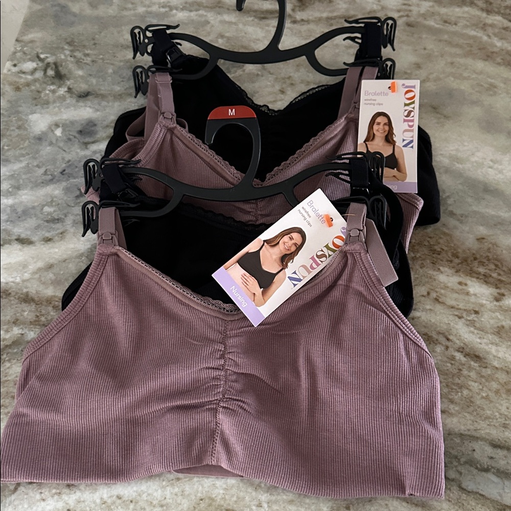 Women's Maternity Ribbed Cotton-Blend Nursing Bralette 2-Pack Size M